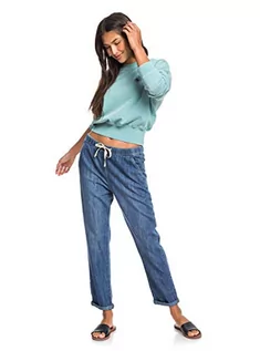 Spodnie damskie - Roxy Damskie spodnie Denim Slow Swell elastyczne dżinsy z luźnym dopasowaniem dla kobiet niebieski medium blue XL ERJDP03229 - grafika 1