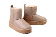 Botki damskie - EMU AUSTRALIA W13189 Stinger Mini Flatform Leather sand, botki damskie - Emu Australia - miniaturka - grafika 1