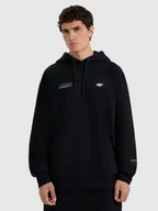 Bluzy męskie - 4F Bluza dresowa nierozpinana z kapturem męska - czarna L - miniaturka - grafika 1