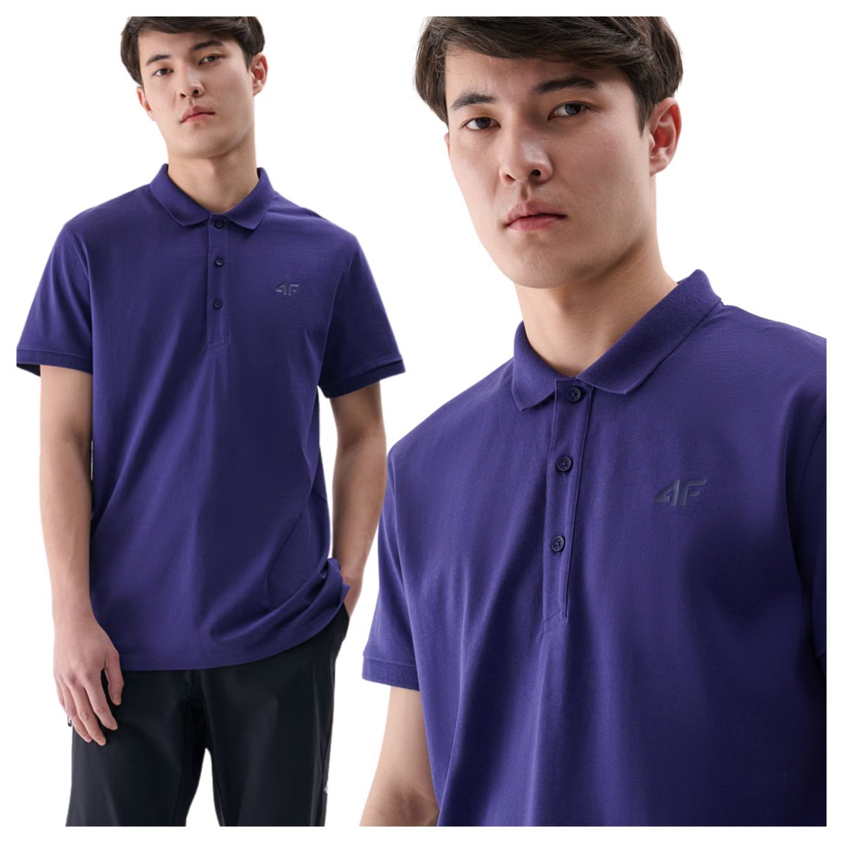 Koszulka polo regular męska 4F 4FWMM00TPTSM367-31S Niebieski Roz. S