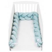 Ochraniacze do łóżeczka - SuperMami Warkocz ochraniacz do łóżeczka welurowy niebieski 300 cm - miniaturka - grafika 1