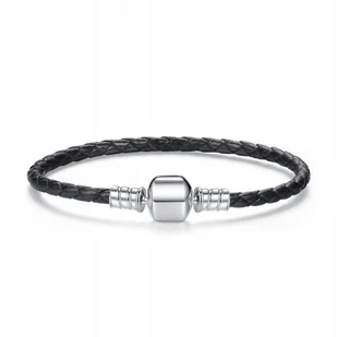 Bransoletka SKÓRZANA Srebro S925 do charmsów czarna CHARMS beads SREBRNA - Bransoletki - miniaturka - grafika 1