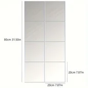 Lusterka do makijażu - TEMU 8 szt. Niełamliwe Lustra Akrylowe 3D w Kształcie Kwadratu do Montażu na Ścianie - Samoprzylepne, Zdejmowane, Pełnowysokimetryczne do Sypialni, - miniaturka - grafika 1