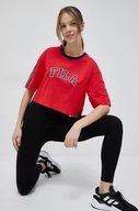 Koszulki sportowe damskie - Fila t-shirt bawełniany x Hailey Bieber kolor czerwony - miniaturka - grafika 1