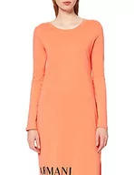 Sukienki - Armani Exchange Damska sukienka z długim rękawem i logo, Pomarańczowy sorbet, M - miniaturka - grafika 1