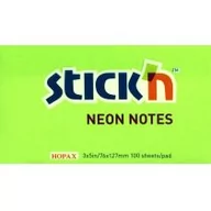 Artykuły biurowe - Stick`N Notes samoprzylepny 127x76mm ZIELONY NEON - miniaturka - grafika 1