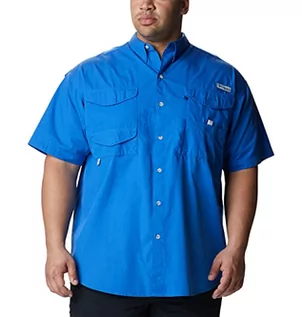 Koszule męskie - Columbia Standardowa męska koszula robocza z krótkim rękawem z krótkim rękawem, wygodna i oddychająca, żywy niebieski, XS - grafika 1