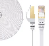 Kable miedziane - Elfcam® - 5m Kabel Ethernet Cat 7, Płaski RJ45 Kabel Sieciowy LAN, High Speed Kabel Danych Internetu, 100% Miedź, STP, 32 AWG, Biały (5m) - miniaturka - grafika 1