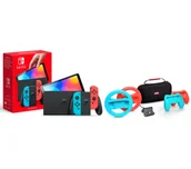 Konsole Nintendo - Nintendo Switch OLED Czerwono-niebieski + Zestaw akcesoriów Trust GXT 1249 7w1 - miniaturka - grafika 1