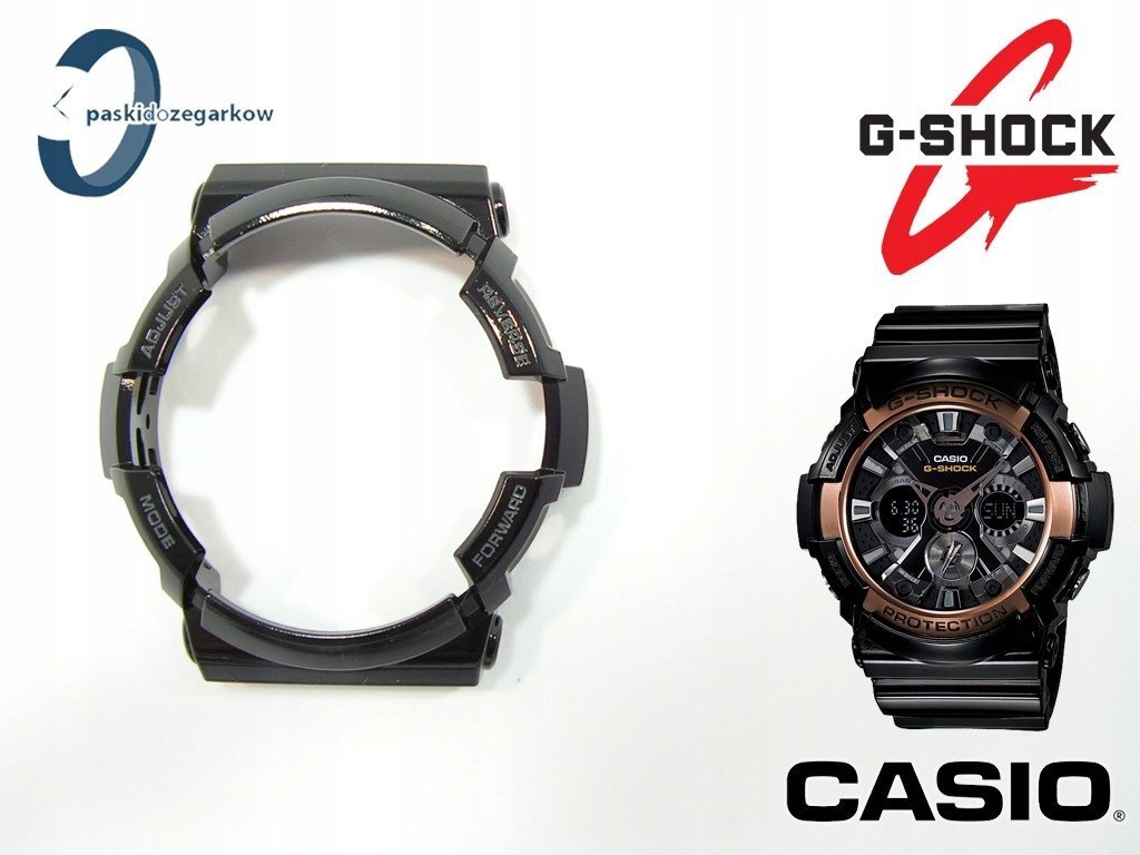 Bezel Casio GA-200RG GA-200RG-1 GA-200 GA-201 GAS-100 GAW-100 czarny połysk