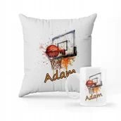 Gadżety dla niej i dla niego - ZESTAW PODUSZKA + KUBEK Prezent kosz do koszkówki + IMIĘ - miniaturka - grafika 1
