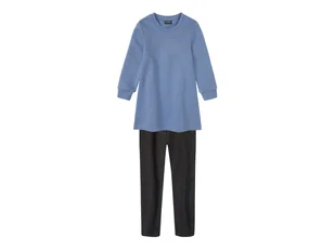 lupilu® Komplet dziewczęcy z bawełną (sukienka + legginsy) (98 - 104, Niebieski/ czarny) - Sukienki i spódniczki dla dziewczynek - miniaturka - grafika 1