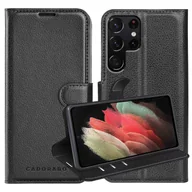 Etui i futerały do telefonów - Etui Cadorabo do Samsung Galaxy S21 ULTRA w kolorze PHANTOM BLACK Pokrowiec ochronny z zapięciem magnetycznym, funkcją podstawki i kieszenią na karty Flip Case Cover Etui Handy Klapp Hülle Book Tasche - miniaturka - grafika 1