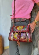 Torebki damskie - Torebka skórzana Ivanna ręcznie robiona kwiaty - miniaturka - grafika 1