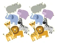 Pasmanteria - Dekoracja papierowa dwustronna Safari zwierzątka kształty, 12 szt. - miniaturka - grafika 1