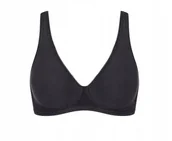 Biustonosze - SLOGGI CZARNY MIĘKKI BAWEŁNIANY BIUSTONOSZ Z DELIKATNĄ LAMÓWKĄ 90C J5C - miniaturka - grafika 1