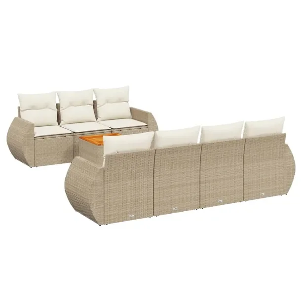 Zestaw mebli ogrodowych modułowych, beżowy, rattan PE, 55-70 x 62 x 69 cm