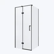 Kabiny prysznicowe - Hydrosan Czarna kabina prysznicowa 80x80 kwadratowa drzwi uchylne KZ01BB - miniaturka - grafika 1