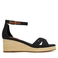 Espadryle damskie - Espadryle Tommy Hilfiger Flag Criss-Cros Mid Wedge Espad FW0FW08481 Czarny - miniaturka - grafika 1