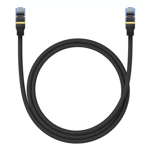 Kabel sieciowy w oplocie kat. 7 Baseus Ethernet RJ45, 10Gbps, 1m (czarny) - Kable miedziane - miniaturka - grafika 2