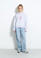 Bluzy damskie - Jasnoszara bluza locally hot - miniaturka - grafika 1