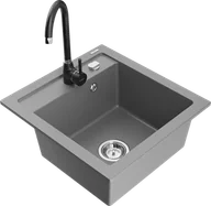 Zlewozmywaki z baterią - Mexen Vito zlewozmywak granitowy 1-komorowy z baterią kuchenną Telma, szary - 6503-71-670200-70 - miniaturka - grafika 1