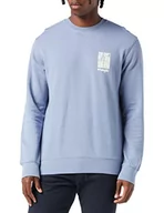Bluzy męskie - Wrangler Męska bluza Graphic Crew Stone Wash, niebieska, XXL - miniaturka - grafika 1