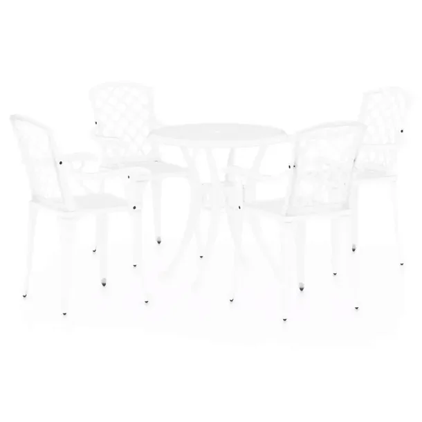 Zestaw mebli bistro z odlewanego aluminium, biały, 4 krzesła i stół 78