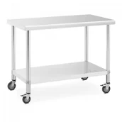 Meble gastronomiczne - Stół ze stali nierdzewnej na kółkach - 60 x 120 cm - 158 kg ROYAL CATERING 10012804 RCAT-120/60-W - miniaturka - grafika 1