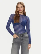Bluzki damskie - Vila Bluzka Mist 14102378 Niebieski Slim Fit - miniaturka - grafika 1