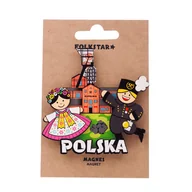 Magnesy - DREWNIANY MAGNES NA LODÓWKĘ FOLK - PARA GÓRNOŚLĄSKA FOLKSTAR - miniaturka - grafika 1