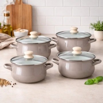 Zestaw garnków emaliowanych Garnki indukcja 8 el gaz Altom Design taupe