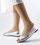 Mokasyny damskie - Srebrne metaliczne balerinki Trieux-37 - miniaturka - grafika 1