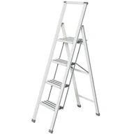 Drabiny - Wenko Aluminiowa drabina 4-stopniowa kolor biały 601017100 - miniaturka - grafika 1