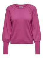 Swetry damskie - ONLY Damski sweter z dzianiny, jednokolorowy, różowy, L - miniaturka - grafika 1