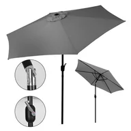 Parasole ogrodowe - Duży parasol ogrodowy skośny łamany z korbą 6 żeber szary 270 cm - miniaturka - grafika 1