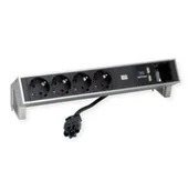 Gniazdka elektryczne - BACHMANN DESK2 4x styk uziemiający 1x ładowarka USB, aluminium - miniaturka - grafika 1