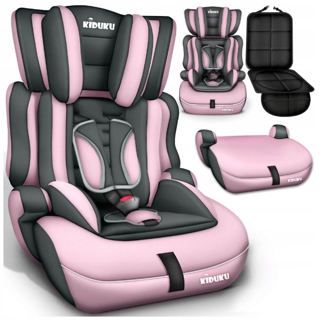 FOTELIK SAMOCHODOWY KIDUKU 9-36kg szary/różowy