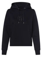 Bluzy damskie - Gant - Damska bluza z kapturem, niebieski - miniaturka - grafika 1