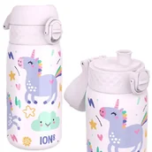 Butelki termiczne - Ion8 Bidon Termos Butelka Termiczna Stalowa Stal Nierdzewna Double Wall 320 ml Jasnoróżowy Jednorożce - miniaturka - grafika 1