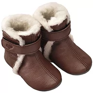 Kapcie damskie - Pololo Unisex dziecięce bootie niemowlęce podszewka wełniana ciemnobrązowe kapcie, - ciemnobrązowy - 26/27 EU - miniaturka - grafika 1