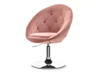 Przytulny Fotel Z Guzikami Jajo Lounge 3 Pudrowy Velvet - Chrom - Fotele - miniaturka - grafika 1