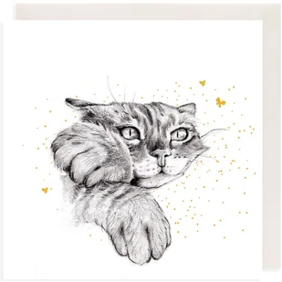 Clear Creations Karnet Złocony CL3806_BL Kot - Kartki okolicznościowe i zaproszenia - miniaturka - grafika 1