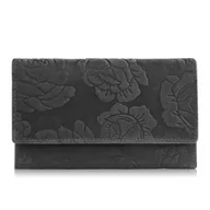 Portfele - PORTFEL DAMSKI SKÓRZANY CZARNY W STYLU VINTAGE DUŻY PAOLO PERUZZI T-107-HBL - miniaturka - grafika 1