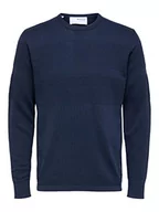 Swetry męskie - SELECTED HOMME SLHMAINE LS Knit Crew Noos sweter męski, ciemny szafir, XL, Dark Sapphire, XL - miniaturka - grafika 1