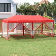 Pawilony ogrodowe - Składany namiot imprezowy ze ściankami, czerwony, 3x6 m - miniaturka - grafika 1