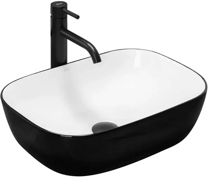 Rea Umywalka nablatowa Belinda White Black Edge U6332