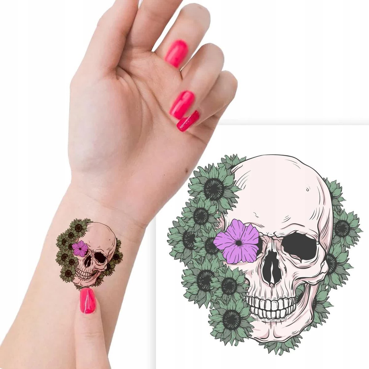 TATUAŻ Zmywalny Tymczasowy SKULL RÓŻNE WZORY MiX