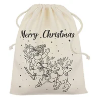 Ozdoby bożonarodzeniowe - ŚWIĄTECZNY WOREK PREZENTOWY POD CHOINKE NA GWIAZDKĘ MIKOŁAJKI ŚWIĘTA SANIE - miniaturka - grafika 1