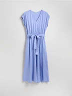 Sukienki - Reserved - Sukienka midi z dodatkiem lnu - jasnoniebieski - miniaturka - grafika 1